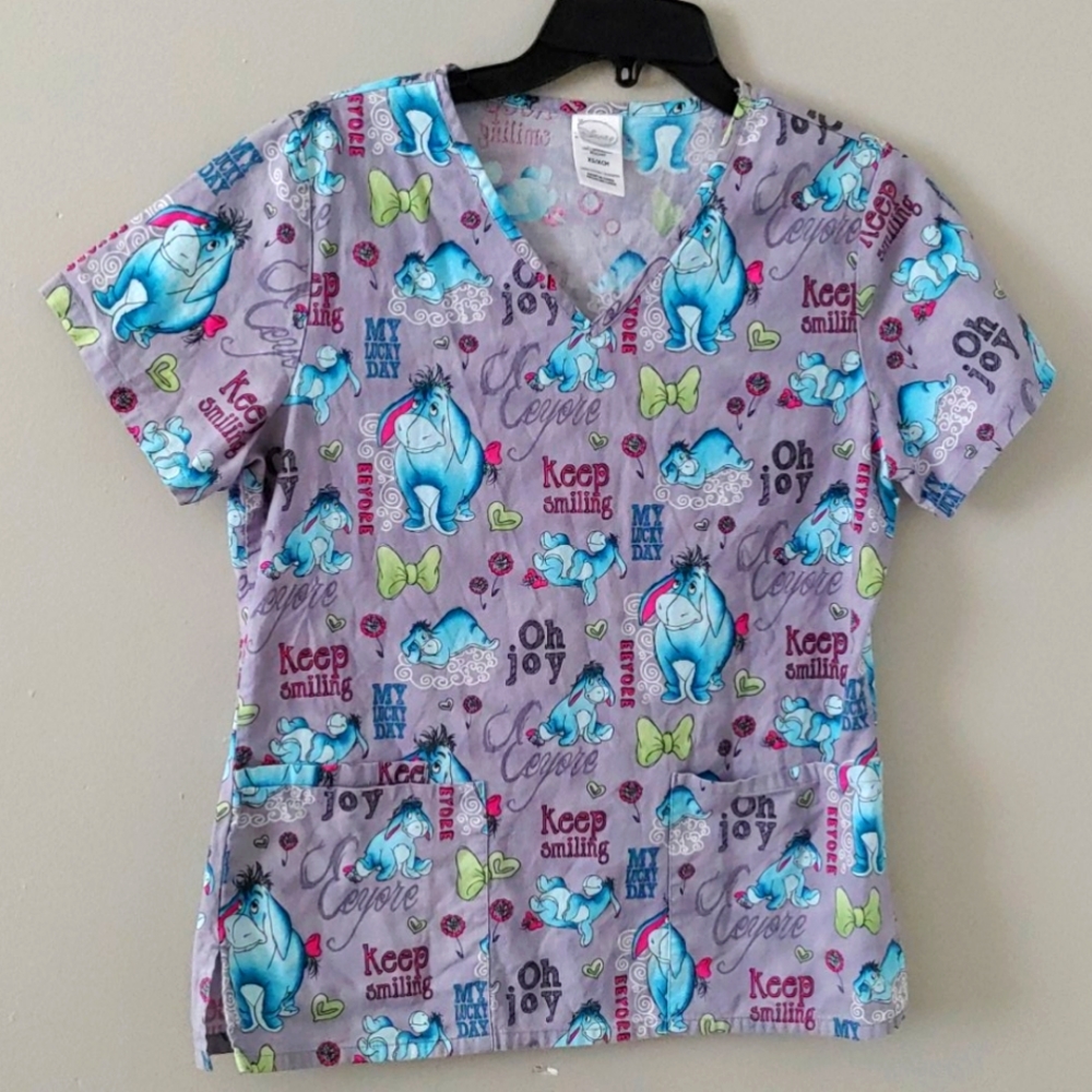 Winnie the Pooh Eeyore scrub top 100% cotton